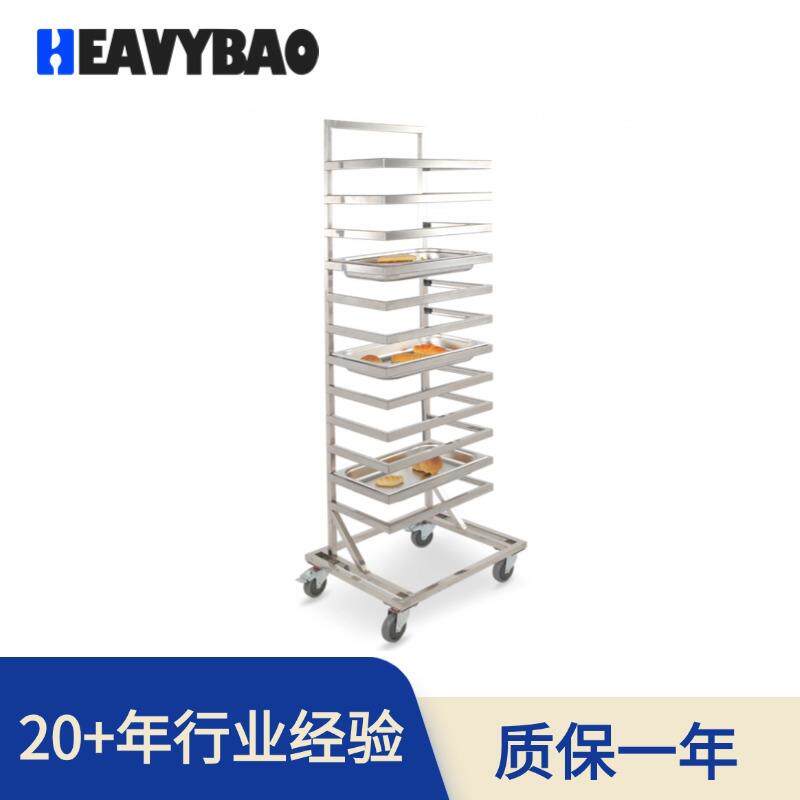 不锈钢单列份盘车饼车拆装式加高份数盘车食物盆推车加厚12层架车
