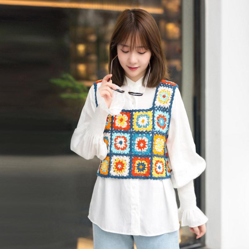 苏苏姐家祖母方格拼花背心编织diy钩针衣服材料包毛线团凞