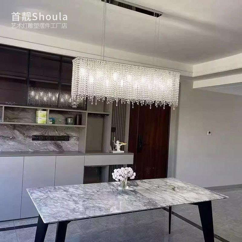 进口埃及水晶吊灯长方形餐厅餐桌酒店设计师感吧台导台轻奢别墅灯