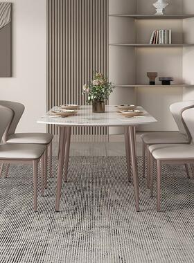 可光缩亮岩板餐伸桌椅组M-009S合现代轻奢家用小型8/10人餐桌可变