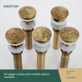 全铜雕花彷古下水器洗脸盆下水管覆古洗手盆弹跳欧式 面盆白色台盆