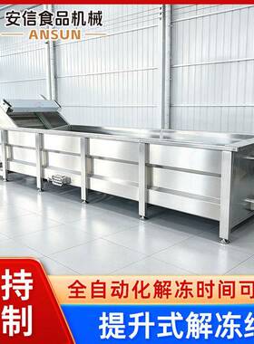 不锈钢气泡提升解冻清洗线冷冻鸡鸭鱼虾冻里脊快速解冻设备