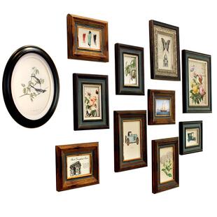相片相框鹿头组合挂墙客厅餐厅背景装 9QXC欧式 照片墙实木复古美式