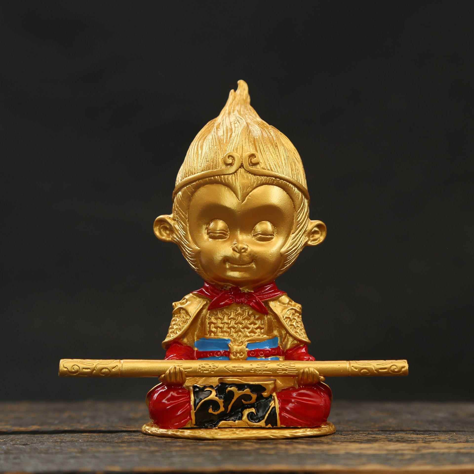 悟空齐天大车载金圣属摆件彩合金彩绘绘艺创意客厅玄关桌工面装饰