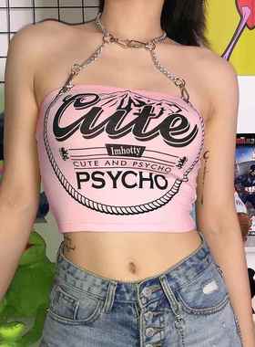 PinkColor Tank Tops Halter Sleeveless Sling Crop Top Sexy Cu