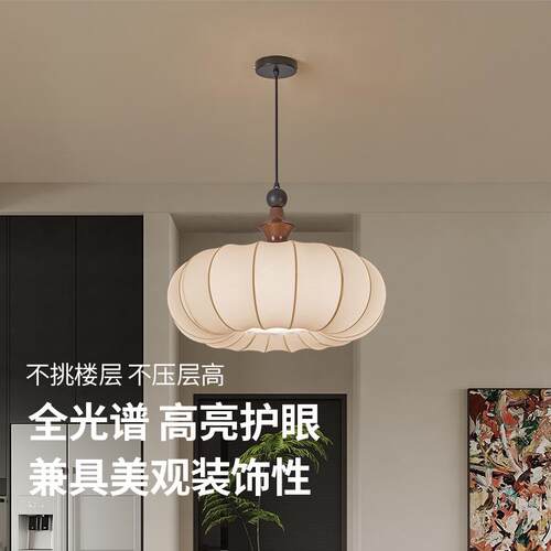 复法式室中古风卧吸顶灯古设计感白吸蜡木布艺吊灯具灯书房卧室顶