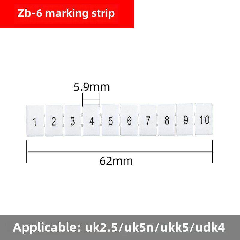 Zb-6白色打标条端子座附件打标条印刷数字编号Uk2.5/Uk5N标签