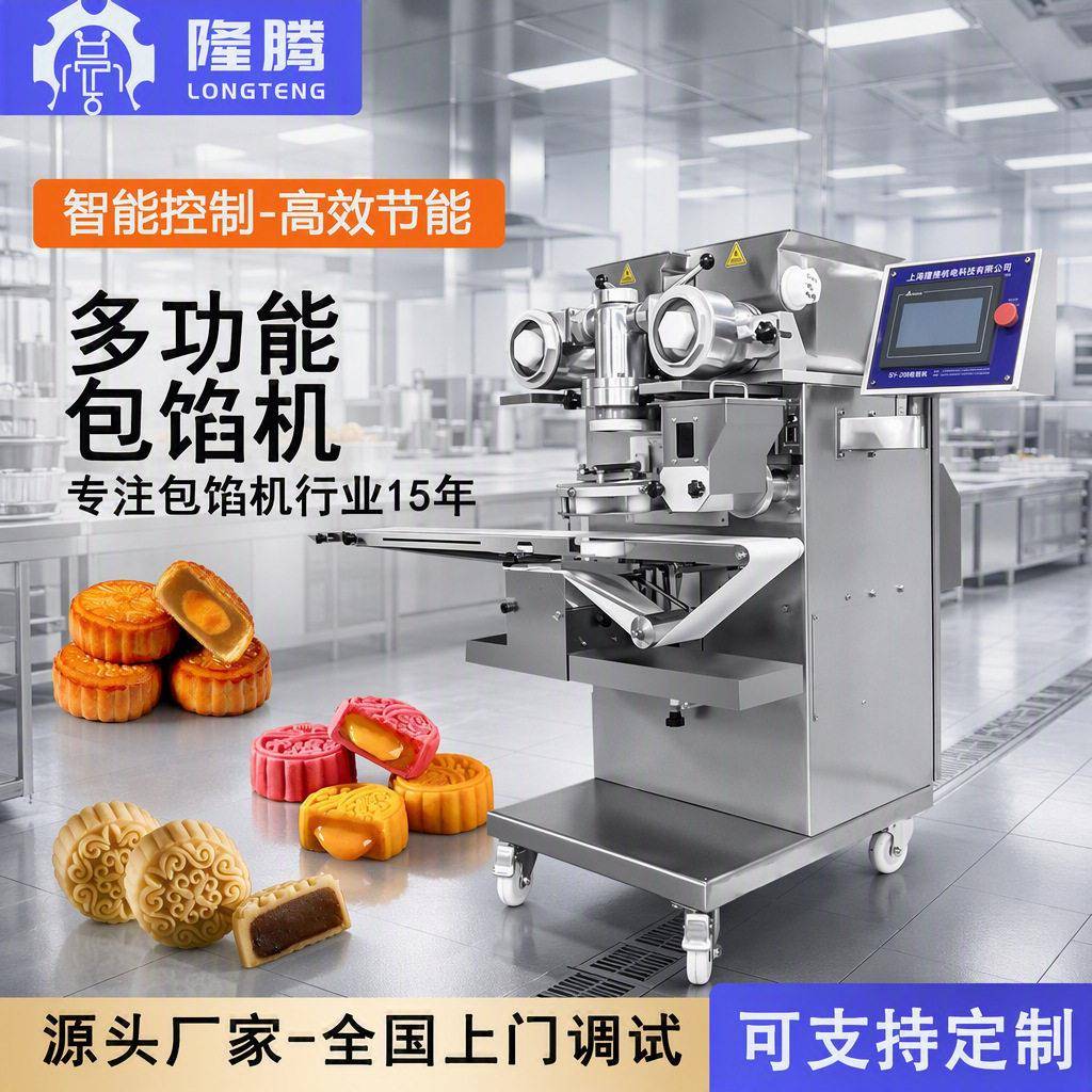 月饼机月饼成型机月饼包馅机三斗广式蛋黄五仁月饼流心月饼包餡機