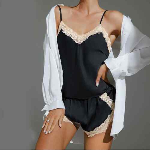 Lace ice silk suspender shorts, two pajamas, home suit