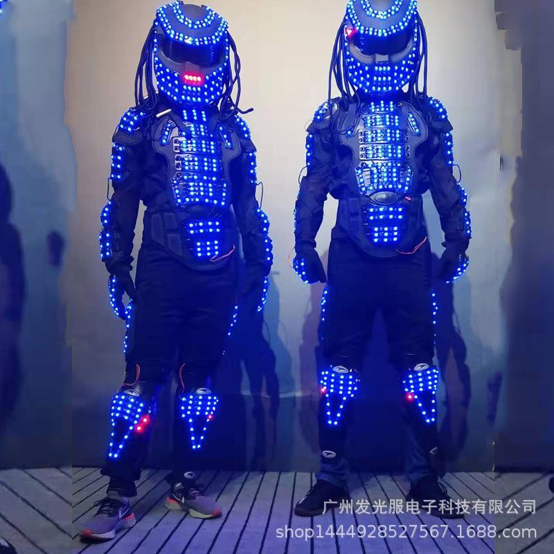 LED铁血战士发光盔甲七彩异形服出酒服装酒吧舞台跨境表演服KTV