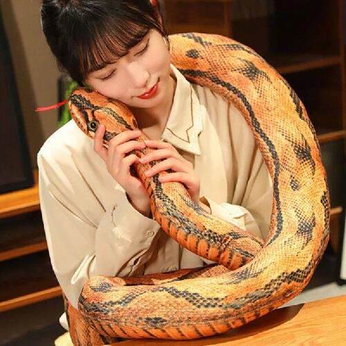 Artificial Python Plush Toy Long Snake Yellow Orange Green