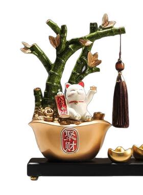 新中式平安喜乐摆件玄关客厅装饰品电视柜家居装饰摆件树脂工艺品