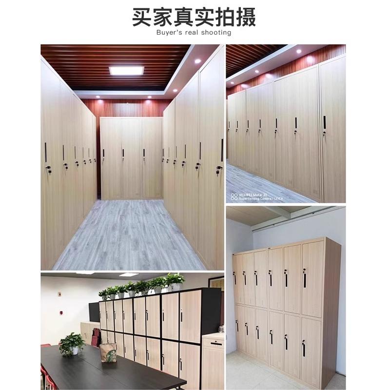 员工更衣柜宿舍储物柜制木存纹浴铁皮柜健身房带RE--14钢室锁包柜