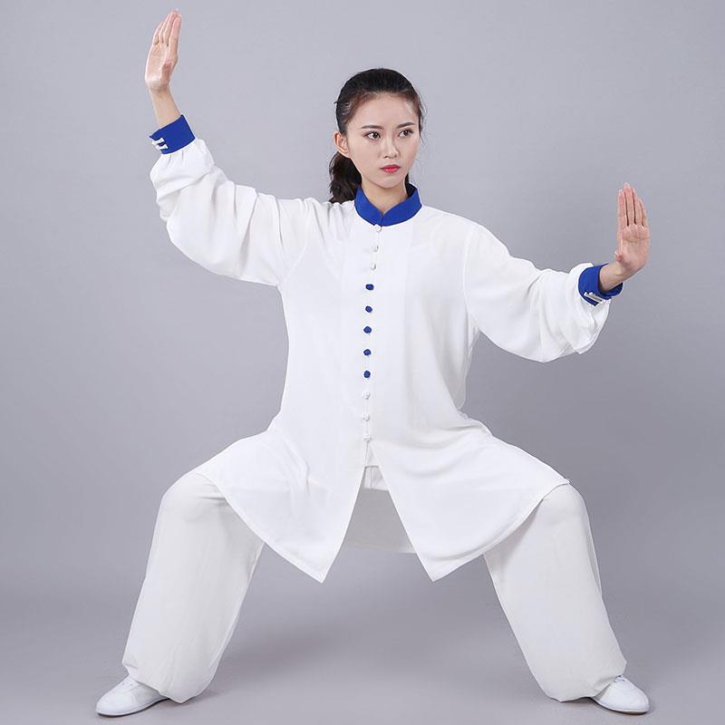 高档极中长式运动飘逸表演刺绣新款太极服宏武术练功演出中款男服