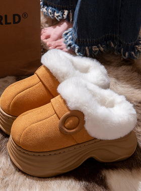 防寒棉拖鞋女款2025新款秋冬季厚底保暖情侣室内家居防滑加绒棉拖