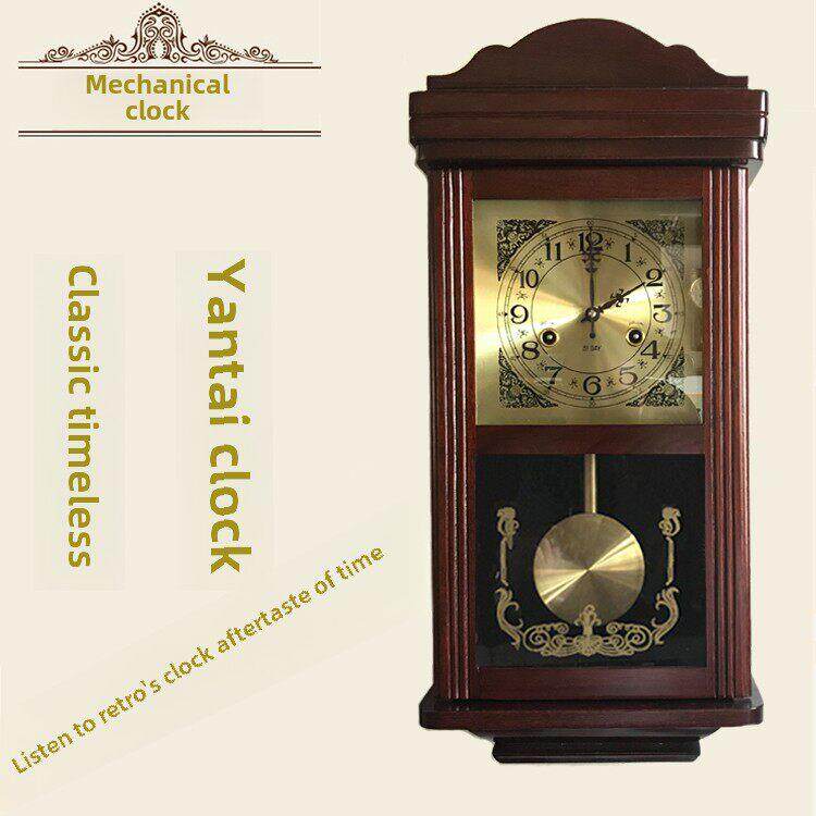 包邮覆古机械挂钟老式烟台钟表客厅墙壁挂钟北极星纯铜机芯风水钟