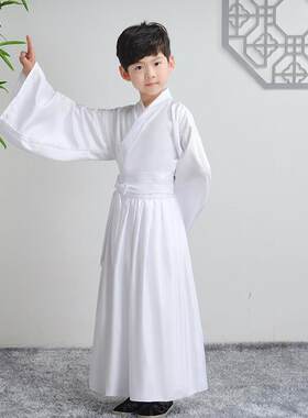 儿童汉服白色打底内衬内搭上衣下裙齐腰裙子黑色不透