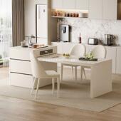 家用伸缩实木岩板岛台CWZ餐桌一体多功可能小型中岛简约户饭茶桌