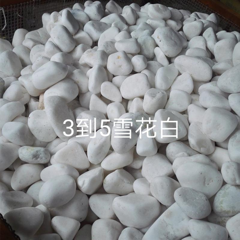 石色雪花白机制卵鹅石厂家雪花白园白林装饰铺路鹅卵盆景雨花石