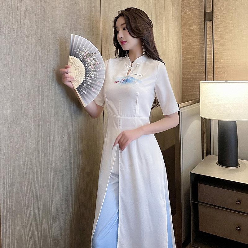 中国风禅意茶艺服理疗推拿中医养生馆工作服美容院采耳师服装汉服