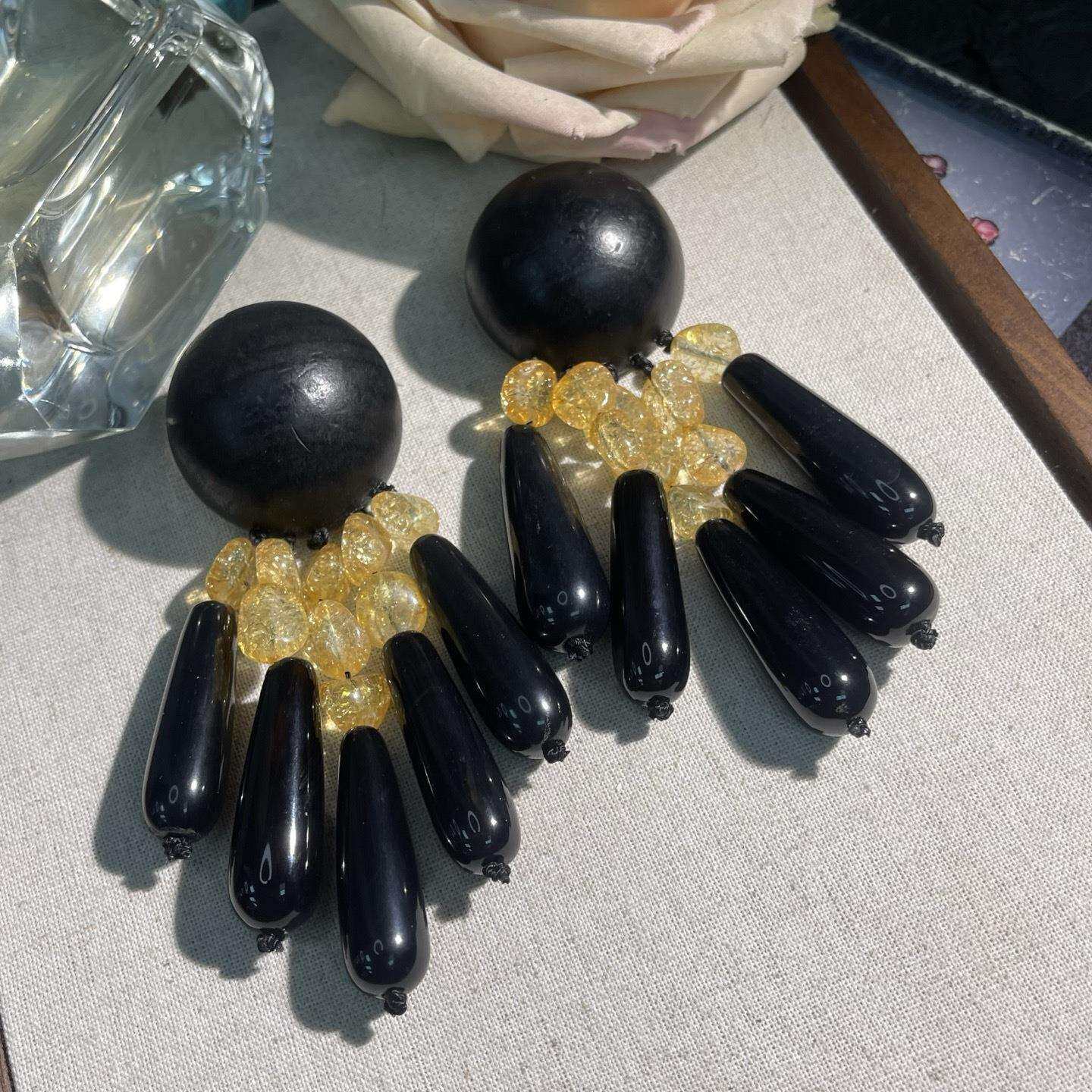 【蜜南】monies风中古vintage 天某石水晶小碎石精致时尚款式耳钉
