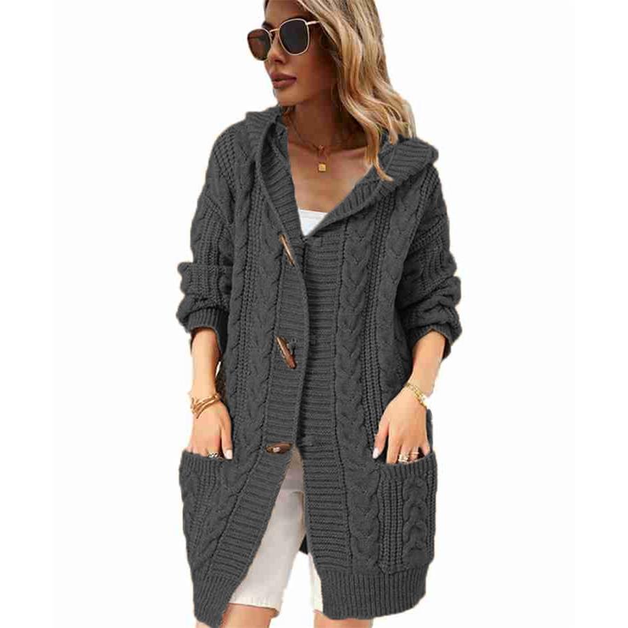 Womens hooded cardigan sweater loose thickened large size