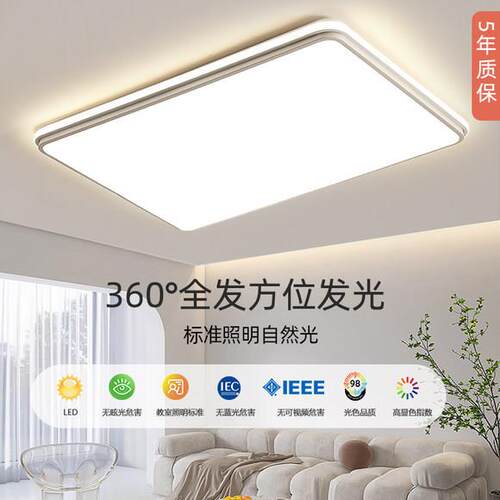客厅主灯现代简约大气长方形超亮led吸顶灯2026年新款中山灯具