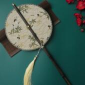 古风汉服旗袍腰扇可卷曲长柄扇子复古流苏团扇古典扇