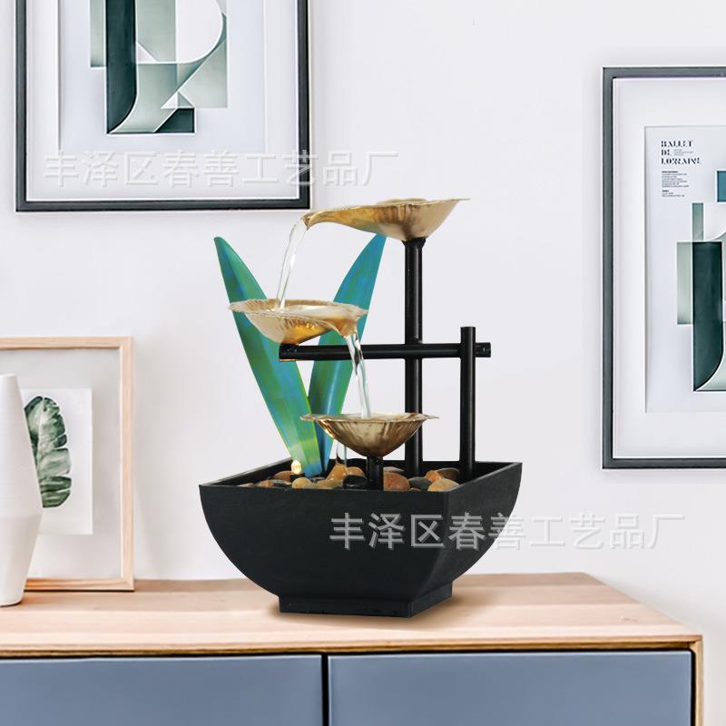 Home decor跨境新款流水摆件桌面喷泉办公室风水摆件亚马逊