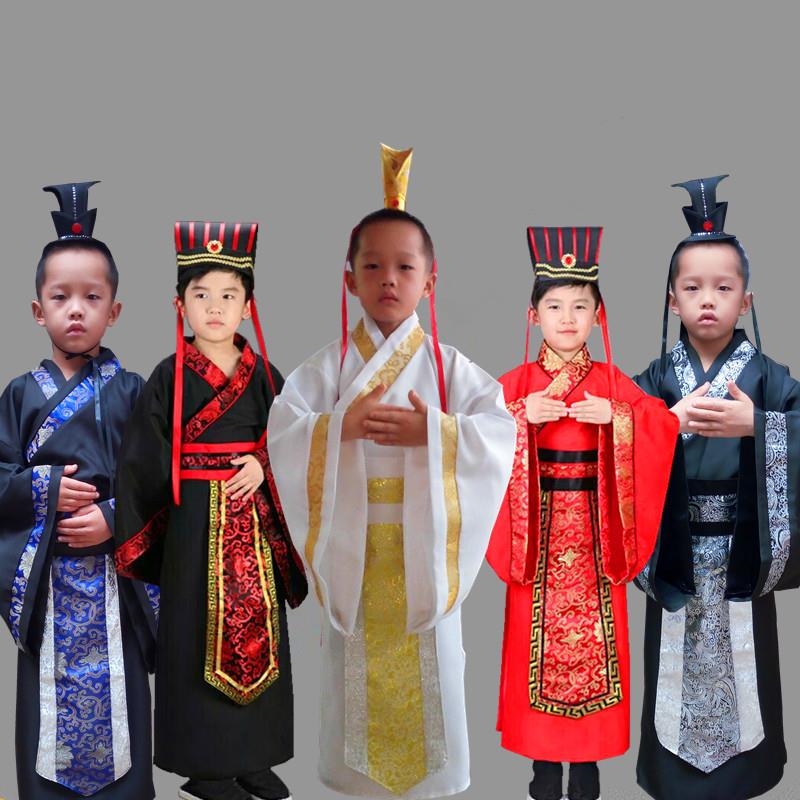 儿童古装汉服滥竽充数服装少儿秦汉皇帝秦王楚王课本话剧演出服饰图片