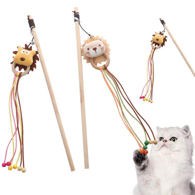 猫咪玩具新款印第安木杆卡通头像逗猫棒跨境工厂现货宠物用品