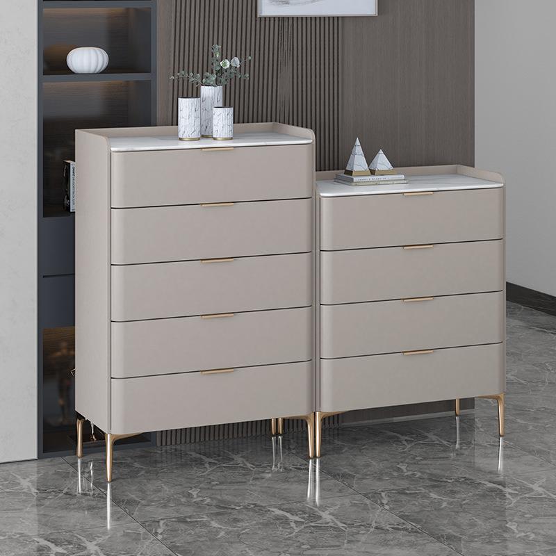 意式轻约奢岩板实木斗柜五斗柜现代简客纳厅室抽轻奢弧形屉收柜卧