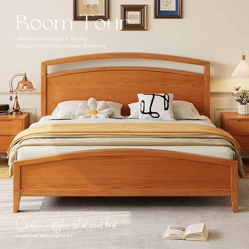 米尔斯现货速发美式复古床家用卧室双人床实木床1米5实木家具木床