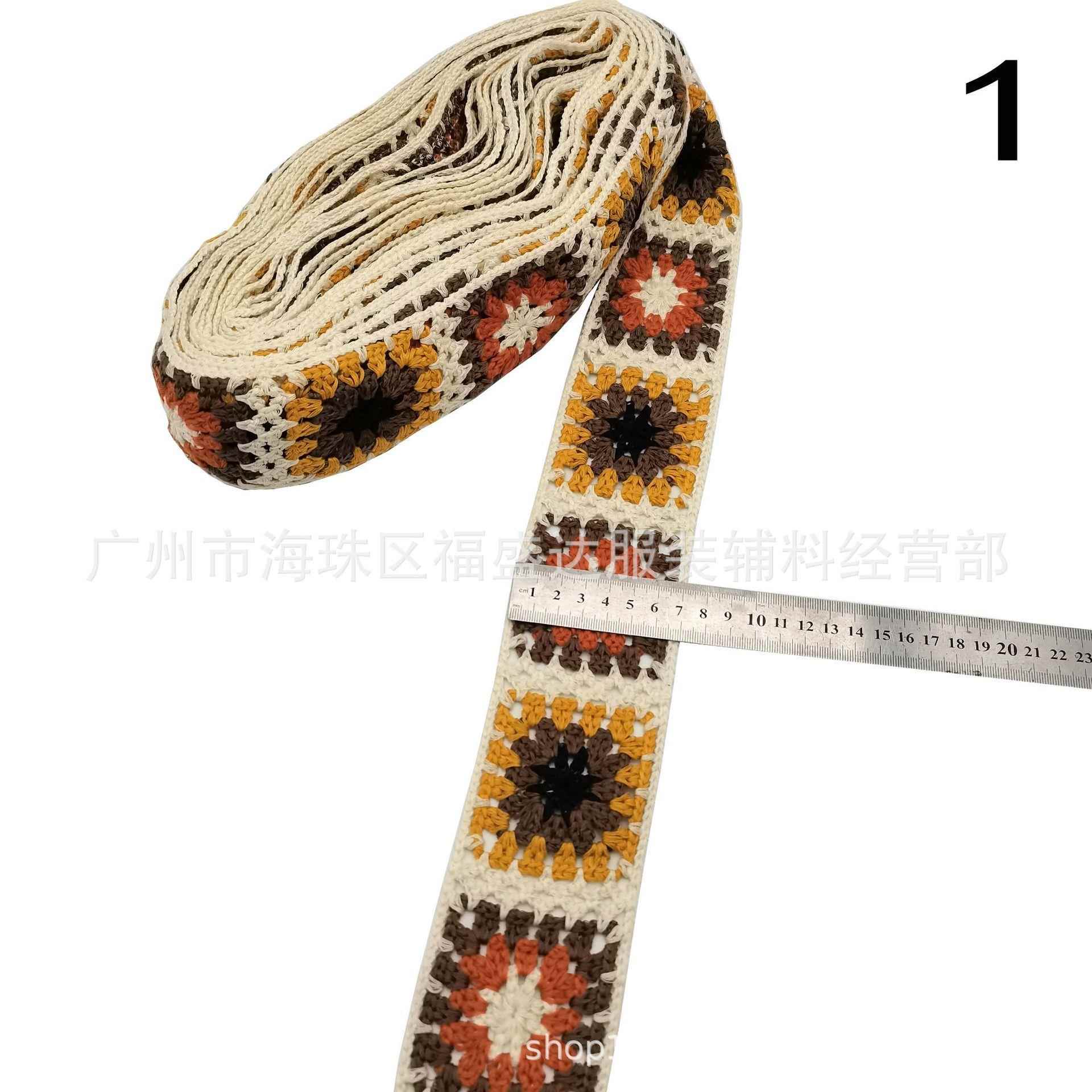 钩热款仿手绣条码刺绣花XY仿手钩色时尚服饰装饰辅料边多提花织带