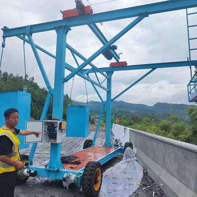 桥梁防撞护栏施工升降台车高架桥外侧施工电动移动吊篮平台