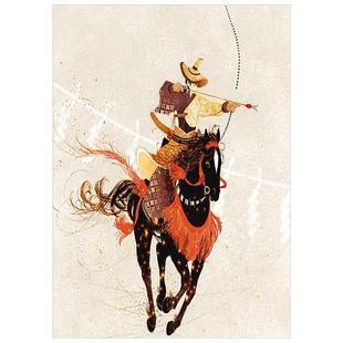 客厅画骑射箭装饰画射中弓箭挂画中式框黄忠壁画无国风书房道箭