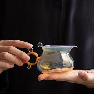 手作熏银CHJS154意高硼硅玻璃咏露道彩杯公分茶器家用功夫茶具创