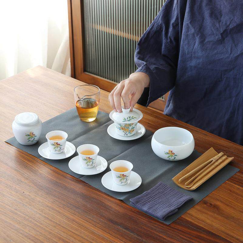 户外便携旅行茶具白瓷陶瓷茶艺套组中式功夫高档家用手提箱收纳