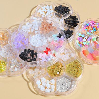 1 Box Mixed Nail Art Bow-Knot Bears 3D Nail Design Creative