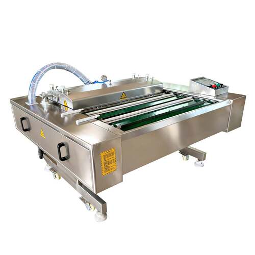 莲藕鹿茸贡菜滚动式真空包装机大型猪肝腊肠全自动连续真空封口机