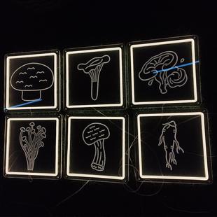 手举牌霓虹灯diy亚克力透明阴雕发光摆摊氛围灯装饰造型灯标识牌