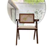 高品质真藤编扶手椅藤编椅子家用民宿藤椅简约北欧实木昌迪加尔椅