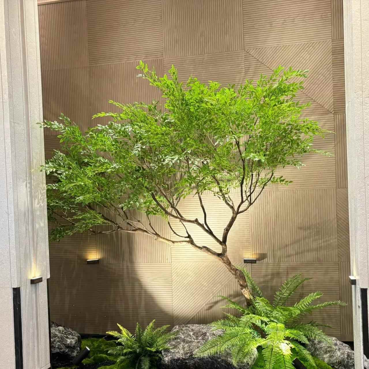 仿真绿枫树jyj88898鸡爪槭绿枯山水室内茶观盆景假树摆件室植景造