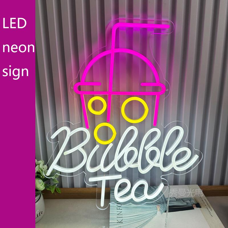 奶茶气泡水霓虹灯BUBBLE TEA NEON SIGN 冷饮咖啡店灯牌网红灯牌