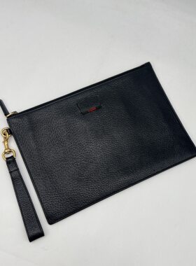 【95新】Gucci古驰黑色全皮男士拉链手包手拿包428758奢侈品回收