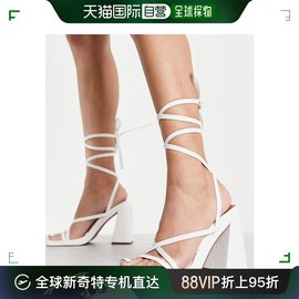 香港直邮潮奢asos女士nara设计缠带粗跟凉鞋，(白色)