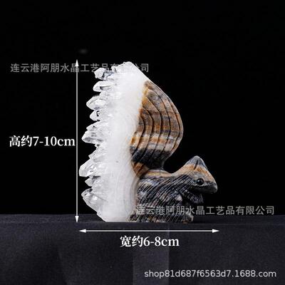 天然白水晶晶簇小松鼠摆件 原石矿标雕刻水晶工艺品装饰摆件