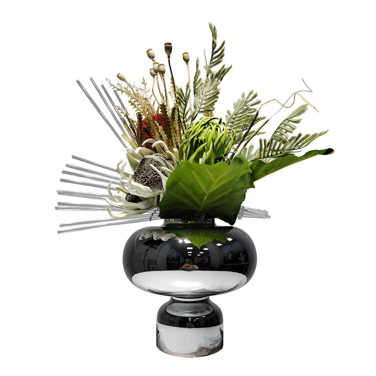 现代轻奢银花器仿真花艺售楼处客厅酒店餐桌电视柜样板房软装摆件,鲜花速递/花卉仿真/绿植园艺,仿真绿植,淘宝优惠券,粉丝福利购,淘宝优惠卷