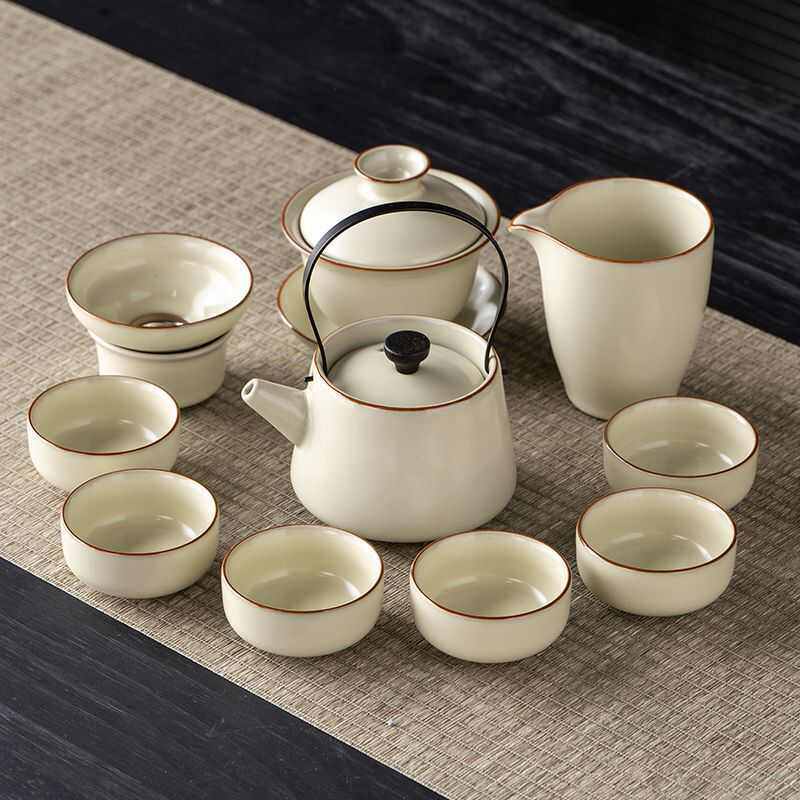 汝窑功夫茶具套装2025新款会客盖碗泡茶壶茶杯公司商务活动礼品,餐饮具,功夫茶具,淘宝优惠券,粉丝福利购,淘宝优惠卷