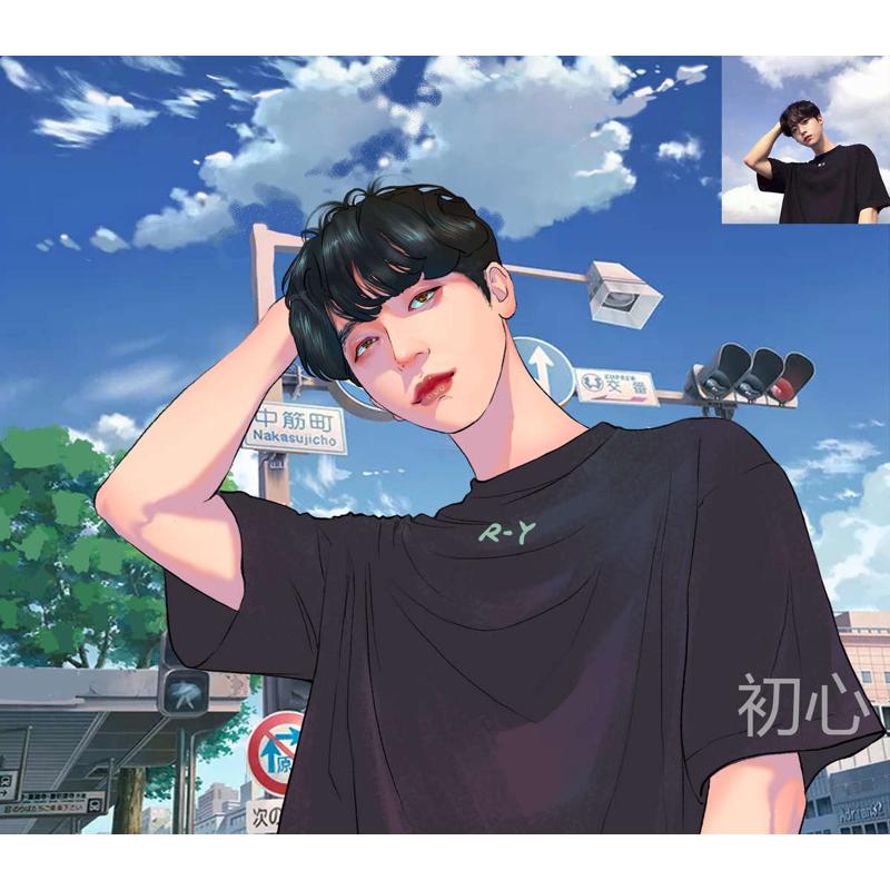 手绘情侣卡通头像定制真人照片转写实卡通画插画动漫设计